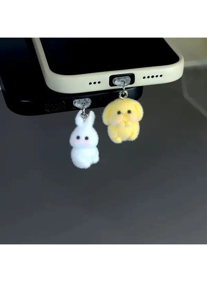 Yellow Bunny Phone Dust Plug Charm For iPhone 5 14 Universal Type C Accessory Gift - Image 1